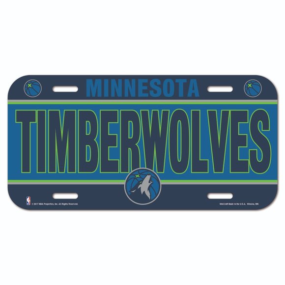 Minnesota Timberwolves WinCraft Team Logo Plastic License Plate - Picture 1 of 1